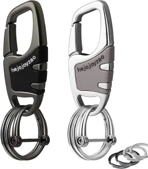 Keychain Clip Car Key Chain Hooks with 4 Heavy Duty Key Rings and 1 D Ring,Carabiner Keychain for Men and Women