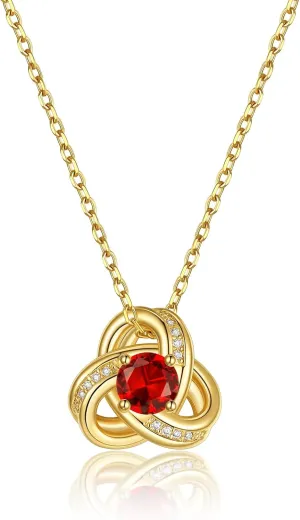 KeyStyle Love Knot Birthstone Necklace for Women, Gold Infinity Crystal Charm Birthstone Anniversary Jewelry for Her, Birthday Necklaces for Mother Wife Grandma BFF (with Gift Box)
