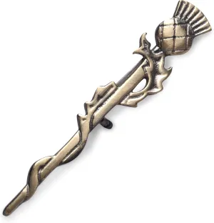Kilt Emproium Scottish Thistle Vine Kilt Pin, Rust Free Brass - 4 inches