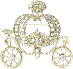 KK Amagi Classic Elegant Women Gold Pumpkin Carriage Brooch Halloween Thanksgiving Costume Accessories Party Event Supplies Holiday Jewelry Gift