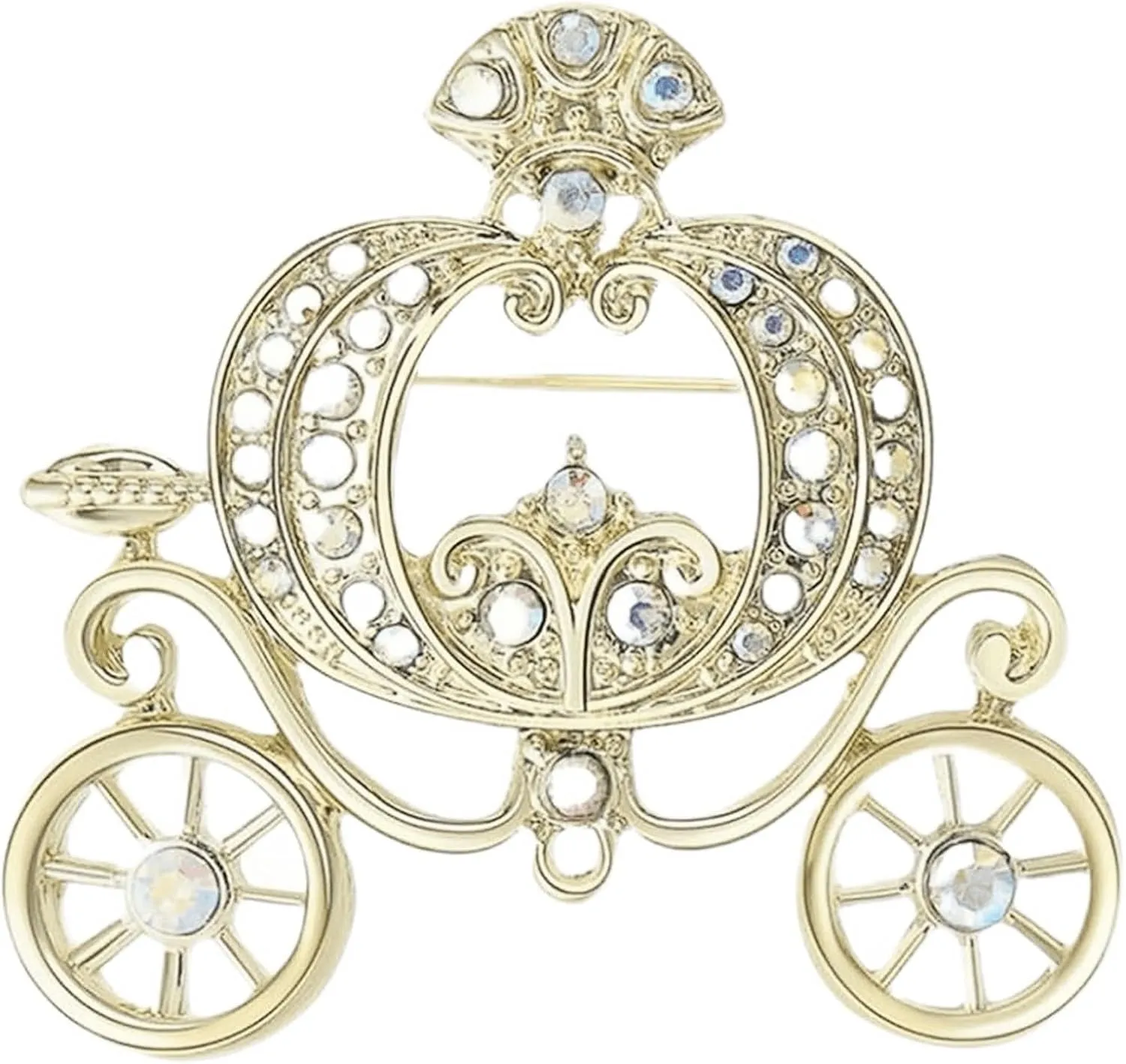 KK Amagi Classic Elegant Women Gold Pumpkin Carriage Brooch Halloween Thanksgiving Costume Accessories Party Event Supplies Holiday Jewelry Gift