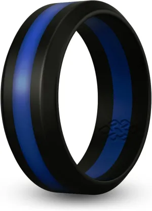 Knot Theory Striped Silicone Ring for Men and Women  Black, Grey, Red, Blue, Orange, Yellow, Purple