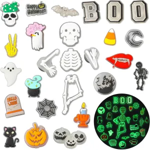 kockuu 30pcs Halloween Shoe Charms Glow In The Dark Decorations Clearance - Mixed Halloween Glowing Shoe Charms Pins for Women Men Teens Kids Shoe Charms Accessories Halloween Party Favors