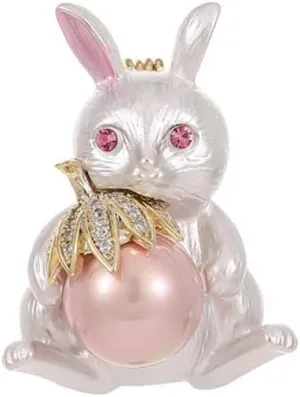 Kokoma Cute Rabbit Brooch Pin for Women Girls Crystal CZ Pearl Animal Bunny Badge Corsage Lapel Pins Clothes Bag Pin Jewelry Dress Accessories