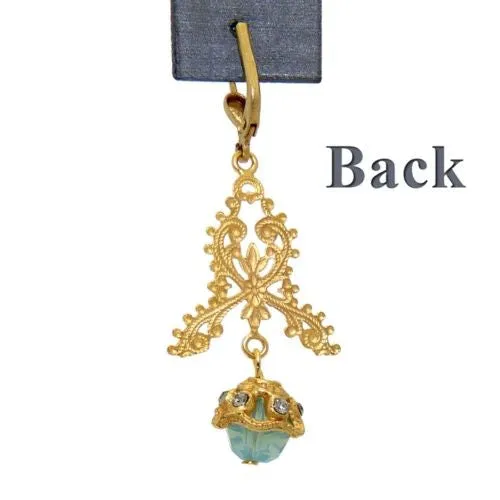 La Vie Parisienne Gold Filigree Crystal Earrings with Pacific Opal Drop 9306G