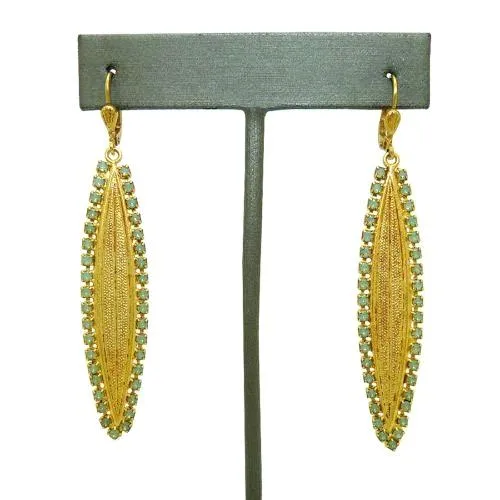 La Vie Parisienne Gold Lineage Oblong Earrings Pacific Opal Crystal 9410G