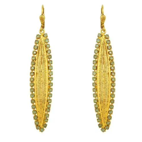La Vie Parisienne Gold Lineage Oblong Earrings Pacific Opal Crystal 9410G