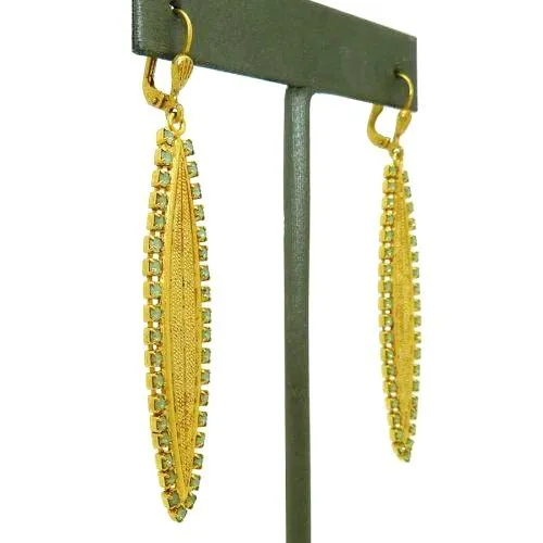 La Vie Parisienne Gold Lineage Oblong Earrings Pacific Opal Crystal 9410G