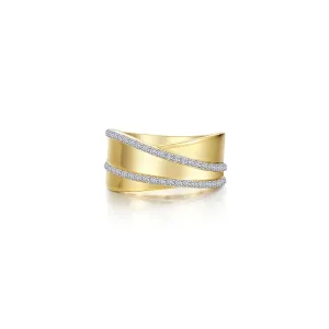 Lafonn Simulated Diamond Statement Criss-Cross Wide Band R0527CLT06