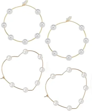 Large Hoops Circle Pearls Earrings 60mm90mmPmm Super Huge Gold Silver Thin Dangle earrings Elegant Women Wedding Jewelry