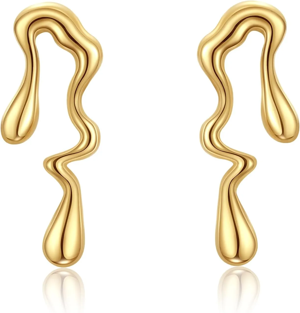 Large Stud Earring Long Dangle Earrings,18K Gold Plated Irregular Earrings for Women,Elegant Women's Gold Studs Earring,Stainless Steel Hypoallergenic Earrings Dangle Earrings Jewelry Gifts for Women