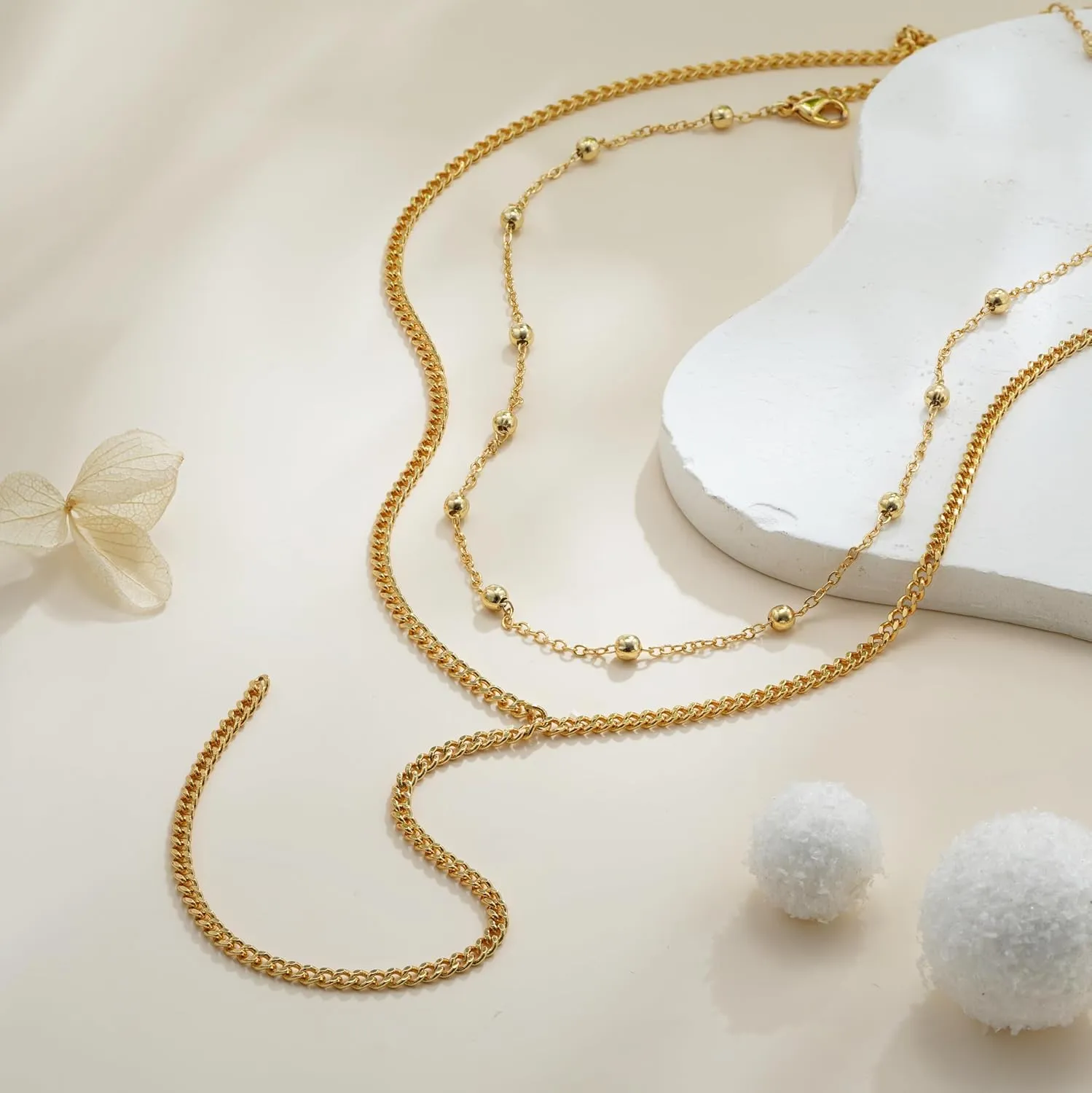 Lariat Gold Necklace for Women Dainty Long 14K Gold Plated Y-Shaped Body Chain Choker Necklace Trendy Non Tarnish Pendant Simple Layered Necklaces Gold Jewelry for Women Set Gift