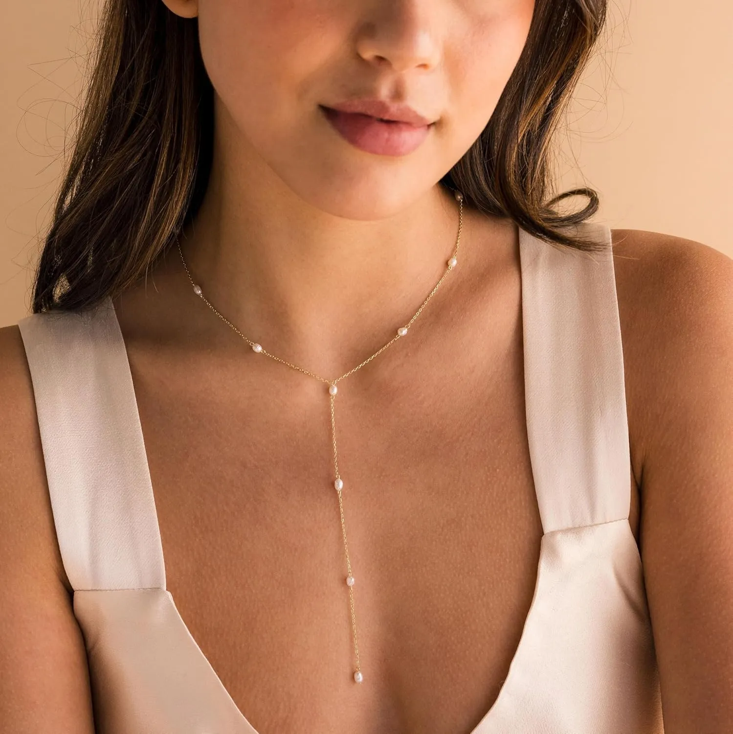 Lariat Gold Necklace for Women Dainty Long 14K Gold Plated Y-Shaped Body Chain Choker Necklace Trendy Non Tarnish Pendant Simple Layered Necklaces Gold Jewelry for Women Set Gift