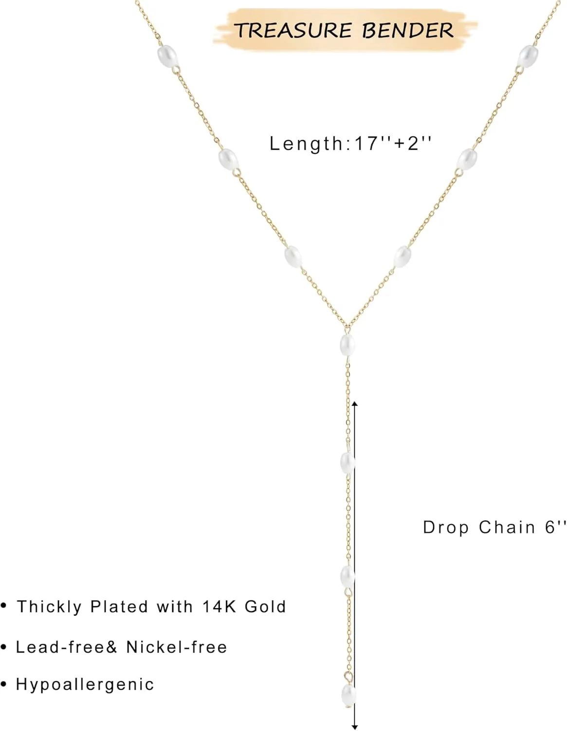 Lariat Gold Necklace for Women Dainty Long 14K Gold Plated Y-Shaped Body Chain Choker Necklace Trendy Non Tarnish Pendant Simple Layered Necklaces Gold Jewelry for Women Set Gift
