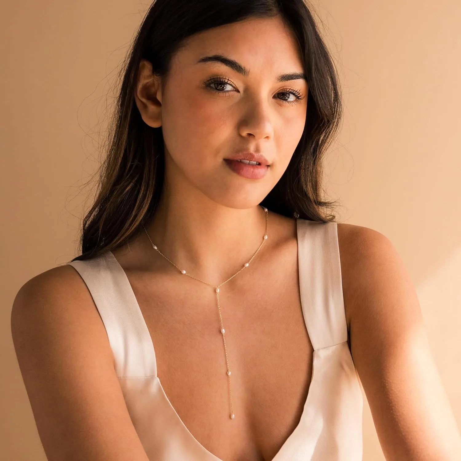 Lariat Gold Necklace for Women Dainty Long 14K Gold Plated Y-Shaped Body Chain Choker Necklace Trendy Non Tarnish Pendant Simple Layered Necklaces Gold Jewelry for Women Set Gift