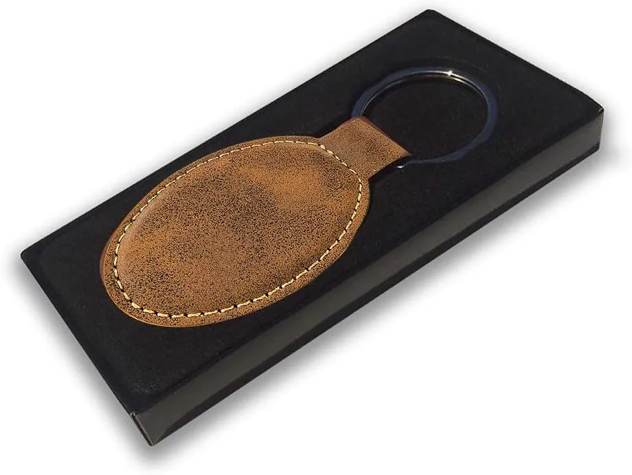 LaserGram Faux Leather Oval Keychain, Horse Head 1