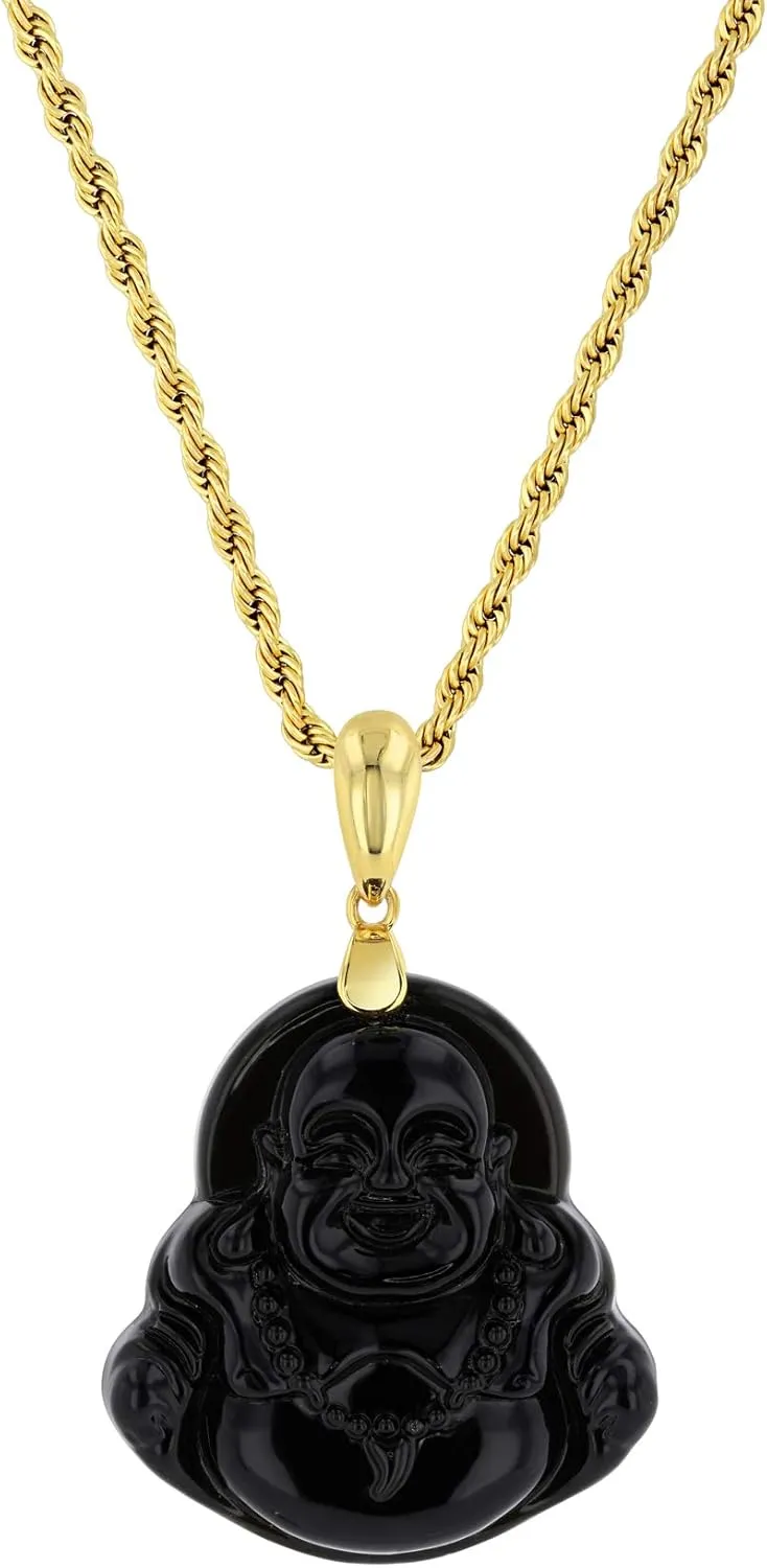 Laughing Buddha Black Jade Pendant Necklace Rope Chain Genuine Certified Grade A Jadeite Jade Hand Crafted