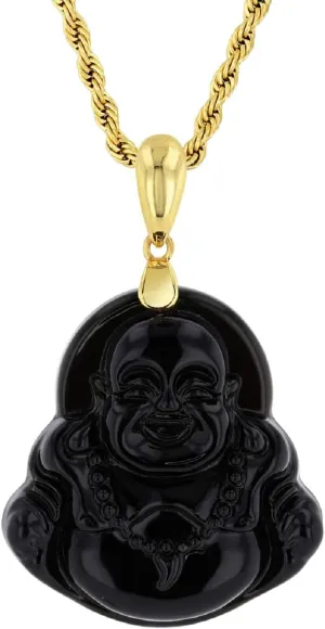 Laughing Buddha Black Jade Pendant Necklace Rope Chain Genuine Certified Grade A Jadeite Jade Hand Crafted