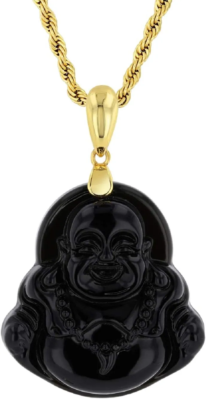 Laughing Buddha Black Jade Pendant Necklace Rope Chain Genuine Certified Grade A Jadeite Jade Hand Crafted
