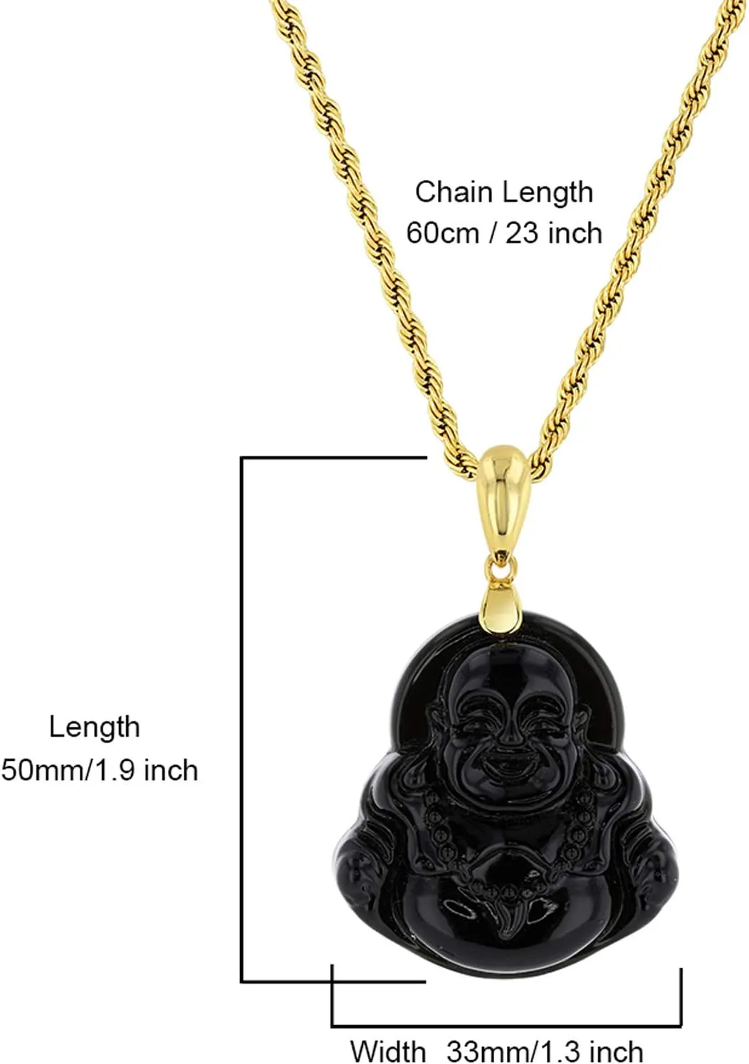 Laughing Buddha Black Jade Pendant Necklace Rope Chain Genuine Certified Grade A Jadeite Jade Hand Crafted