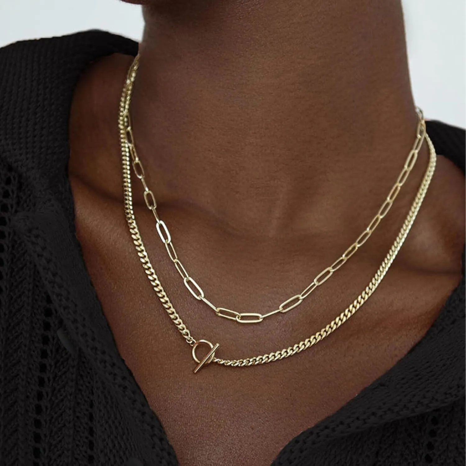 Layered Necklaces for Women Gold Necklace Stack Paperclip Chain Necklace Cuban Link Chain Necklace Layered Snake Chain Necklace Trendy Gold Jewelry Gift for Women