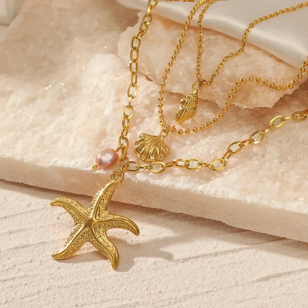 Layered Starfish Necklaces