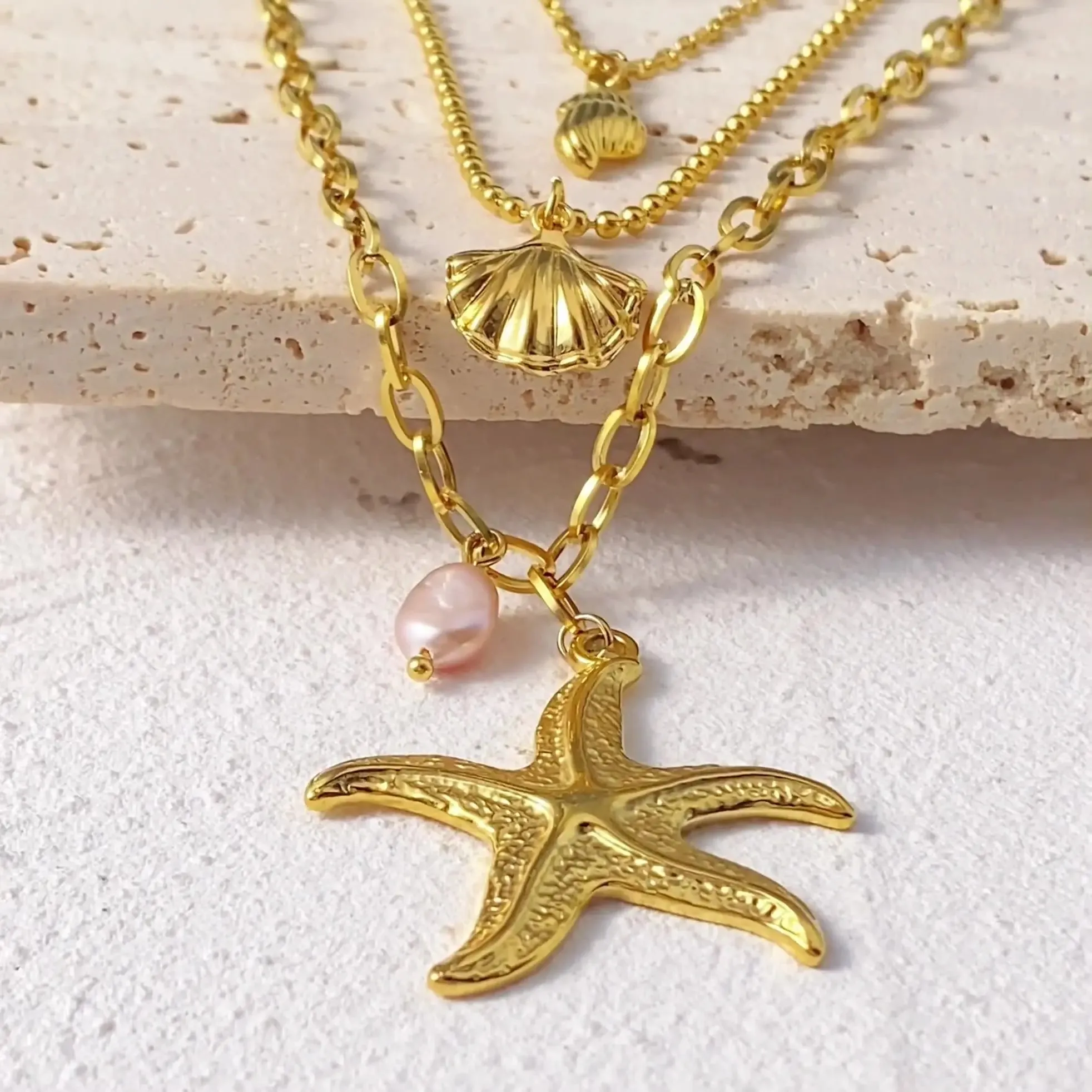 Layered Starfish Necklaces