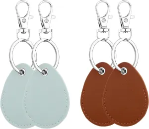 Leather Key Fob Holder, 4 Pcs PU Leather Keychain Key Holder for Keychain General Keys Fob, for Keys ID-Keys Cards (Green, Brown)