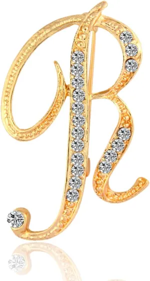 Letter Brooch Pins Initial Rhinestone Brooch for Women Crafts,Rhinestone Crystal Lapel Pin Brooches Gold A-Z 26 Letters