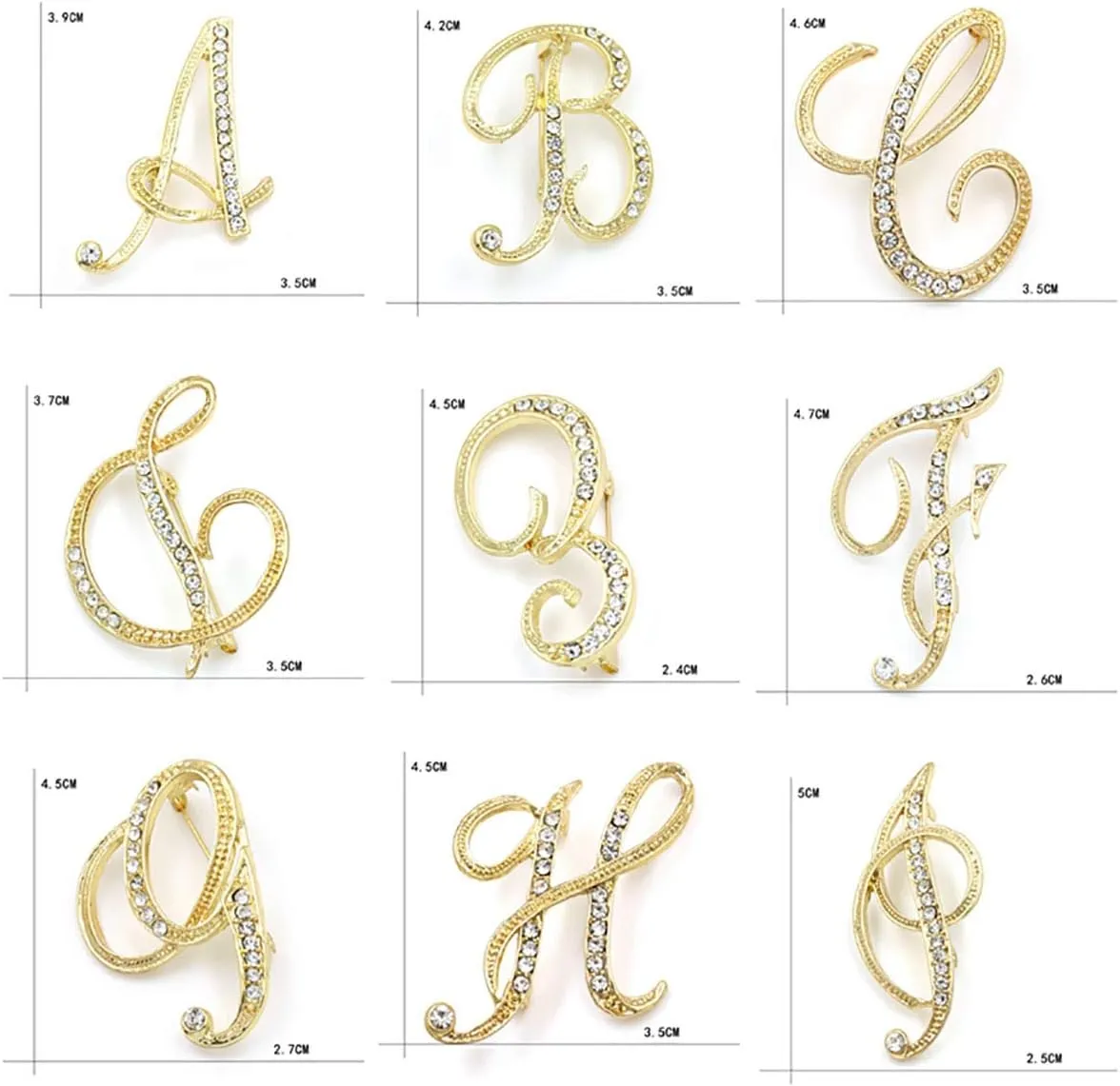 Letter Brooch Pins Initial Rhinestone Brooch for Women Crafts,Rhinestone Crystal Lapel Pin Brooches Gold A-Z 26 Letters
