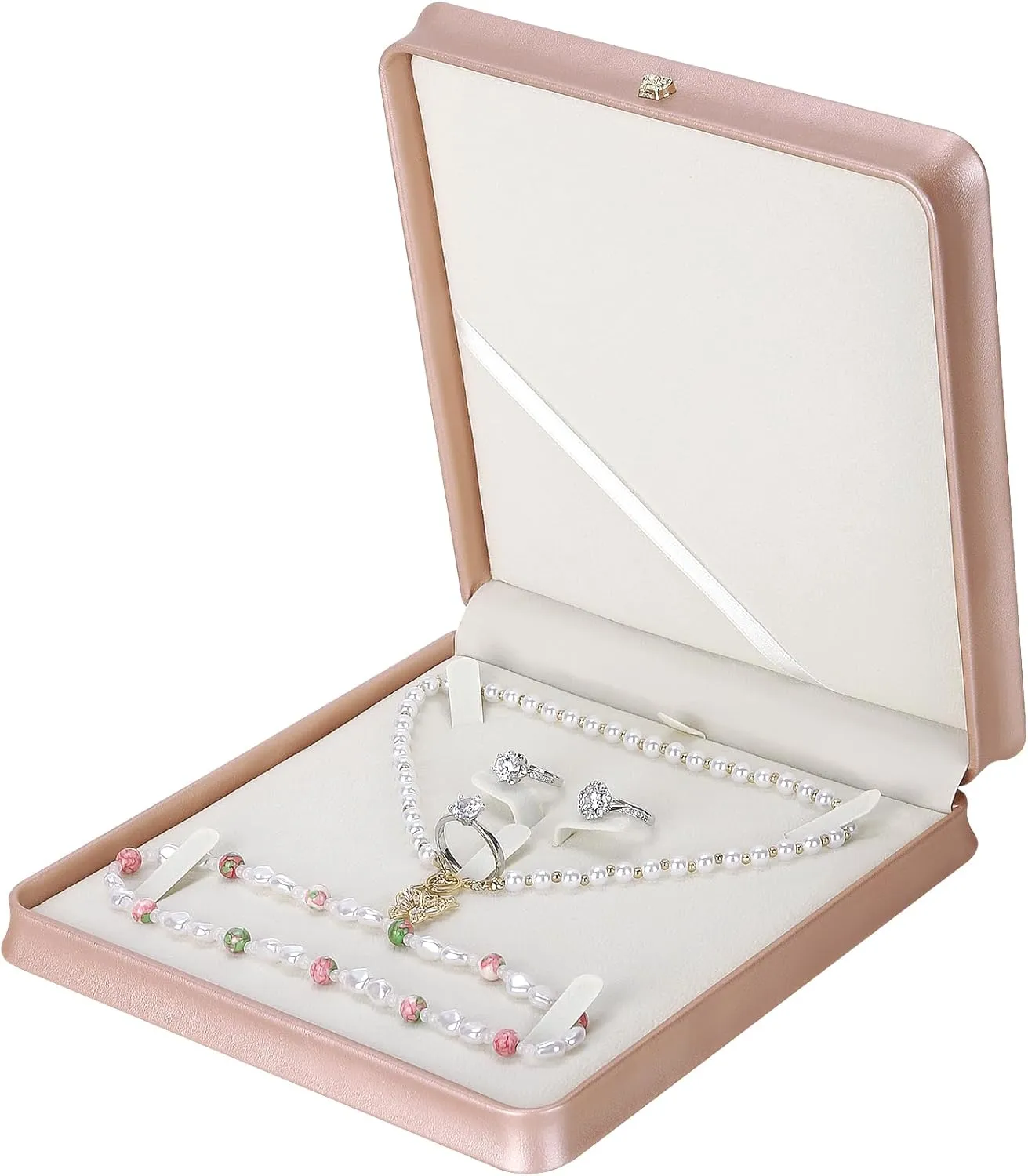 LETURE Large Jewelry Set Gift Box, Big Necklace Jewellery Set Storage Box, Elegant Gift Box For Bracelet Necklace Chain Earring Ring (GOLD)