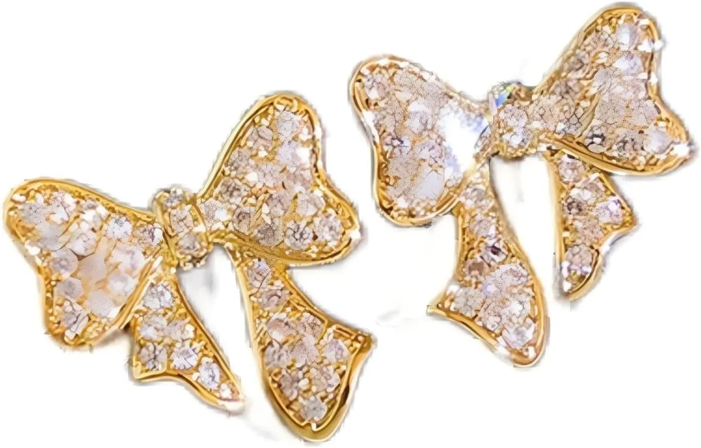 Light luxury Cubic Zirconia Bow Stud Earrings for Women, Minimalist Small and Delicate Earrings Gift for Her