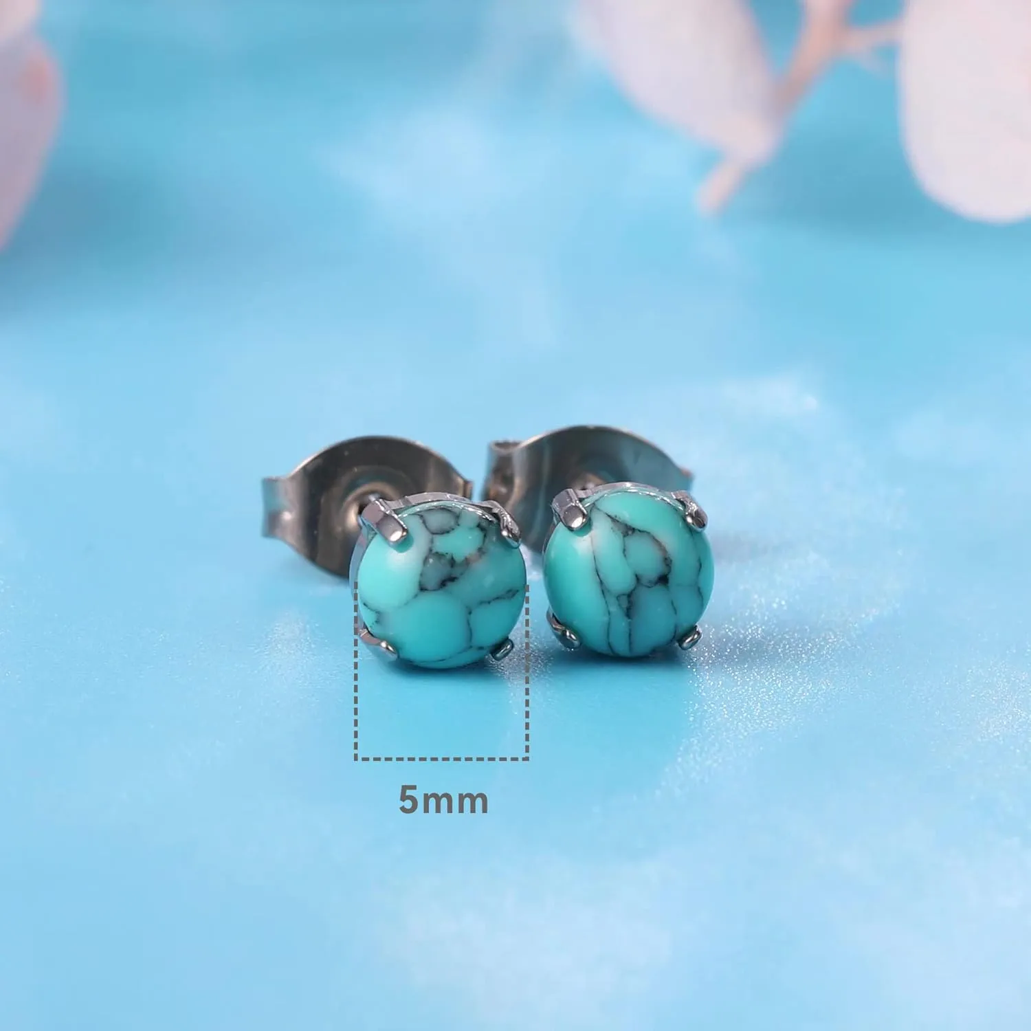 Limerencia G23 Hypoallergenic Pure Titanium Earrings, Opal/Moonstone/Cat's Eye/Blue Turquoise Stud Earrings, F136 Implant Grade|Delicate Jewelry for Sensitive Ears