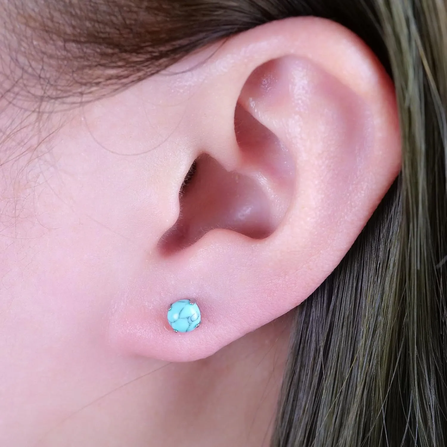 Limerencia G23 Hypoallergenic Pure Titanium Earrings, Opal/Moonstone/Cat's Eye/Blue Turquoise Stud Earrings, F136 Implant Grade|Delicate Jewelry for Sensitive Ears