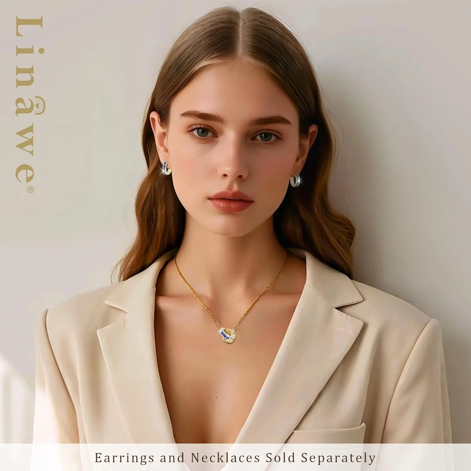 Linawe Moissanite Crystal Imitation Diamond Necklace for Women Trendy, Birthstone Rhinestone Dainty Jewelry, Circle Pendant Stainless Steel Chain Necklaces, Gold, Rose Gold and Silver Tones