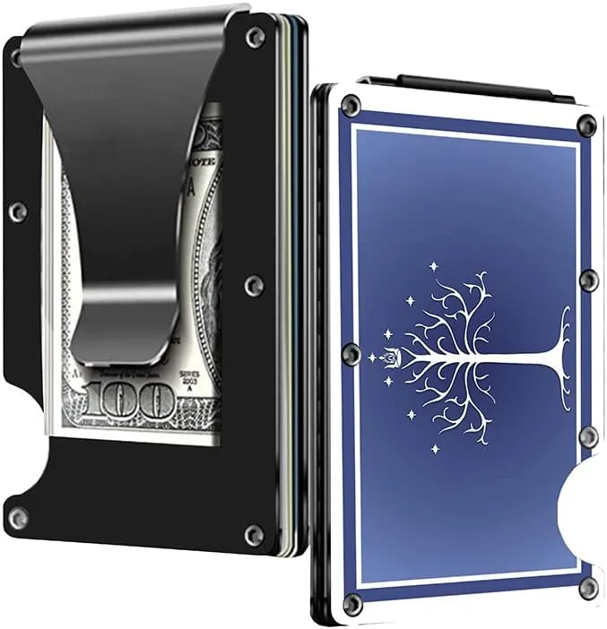 Lord of Rings King Aragorn Themed Aluminum/Stainless Steel Money Clip Wallet Credit Card Holder, Metal Wallets For Men Accessories, Minimalist Wallet With Money Clip And Credit Card