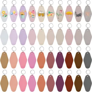 LOTMER 40 PCS Hotel Keychain Blank with Key Rings, 20 Colors Plastic Rhombus Motel Keychain for DIY Keychain and Luggage Tag
