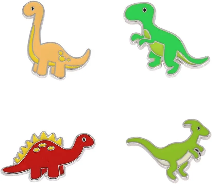 Lovely Dinosaur Cartoon Brooches Pins 4Pcs Set for Women Teen Girls Animal Enamel Pins Lapel Jackets Hat Backpacks Badge Brooch Pin Cute Jewelry Gifts Birthday