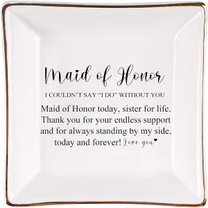 Maid of Honor Bride Jewelry Tray Newly Engaged-Bridal Shower Gifts Ceramic Ring Dish