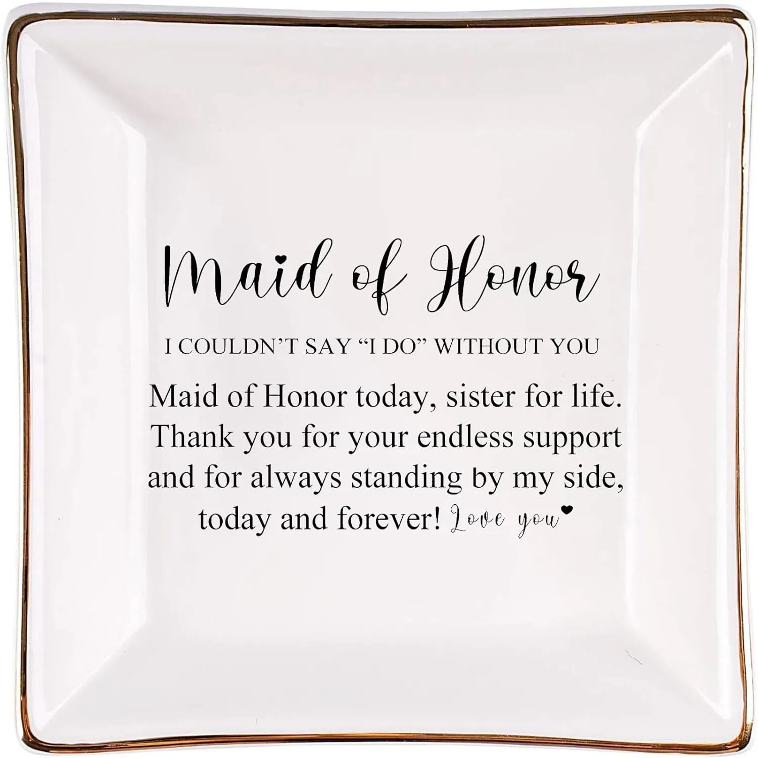 Maid of Honor Bride Jewelry Tray Newly Engaged-Bridal Shower Gifts Ceramic Ring Dish