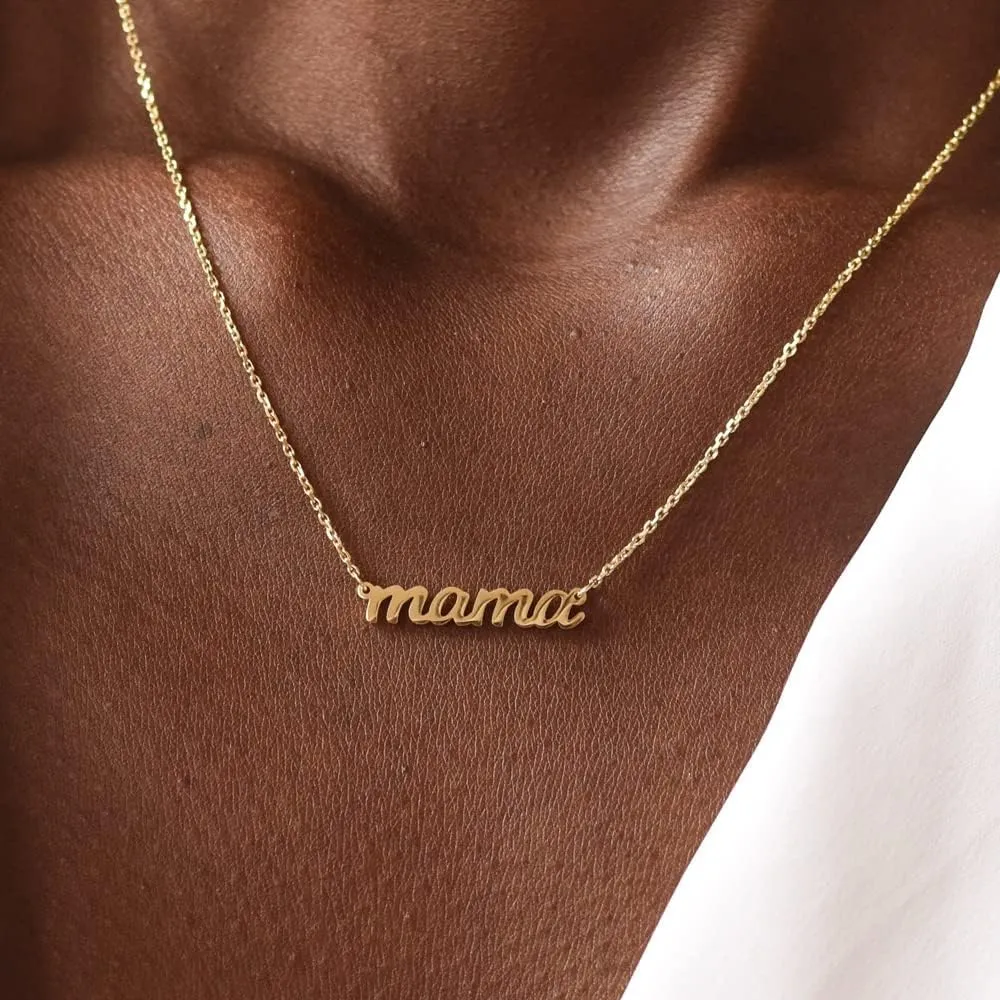 Mama Necklace for Women - Dainty Gold Mama Necklace 14K Gold Plated Mom's Day Mother Mommy Jewelry