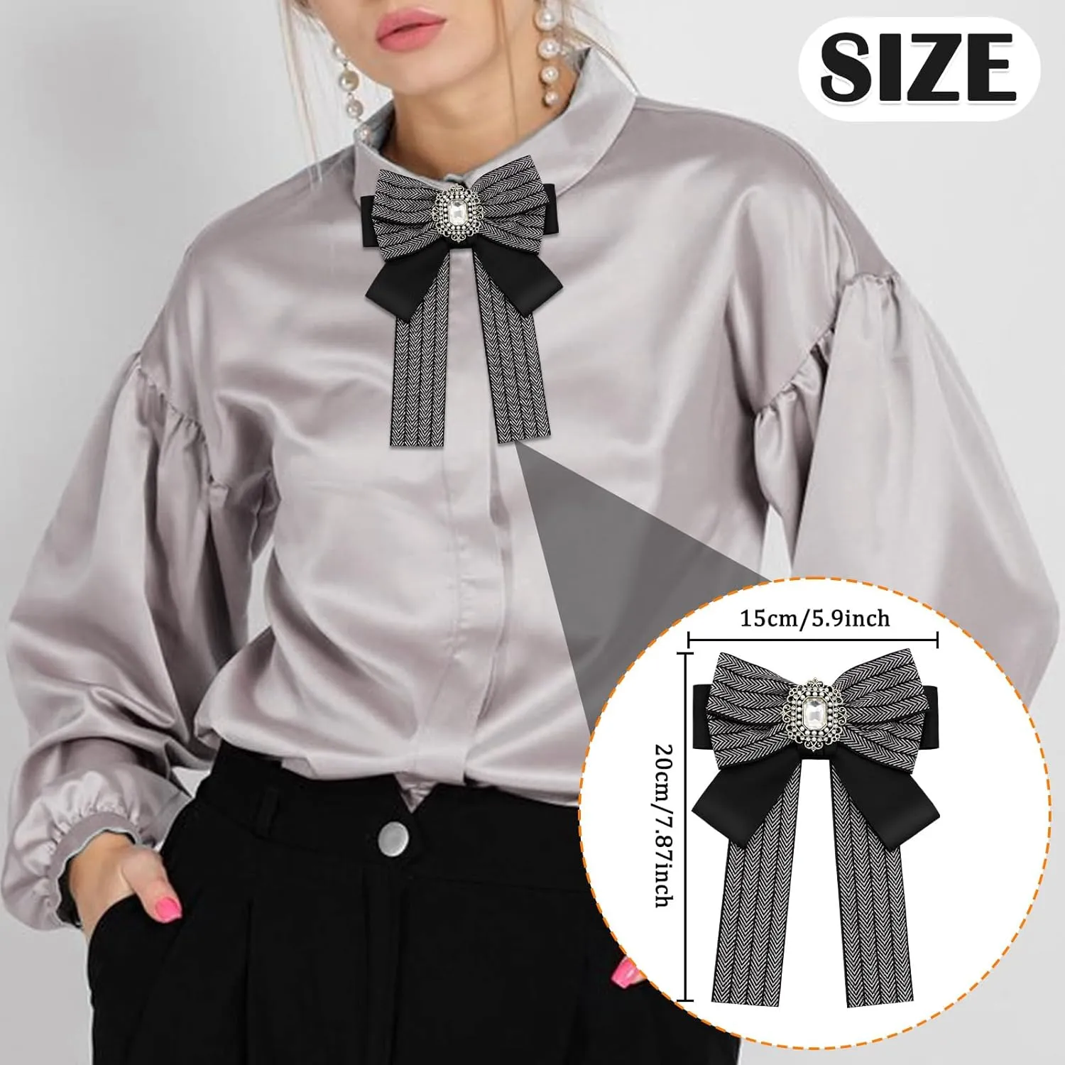 Mantieqingway Bow Ties for Women/Girls, Pre-tied Bowties with Brooches Pins Accessory for School Uniforms Wedding Party