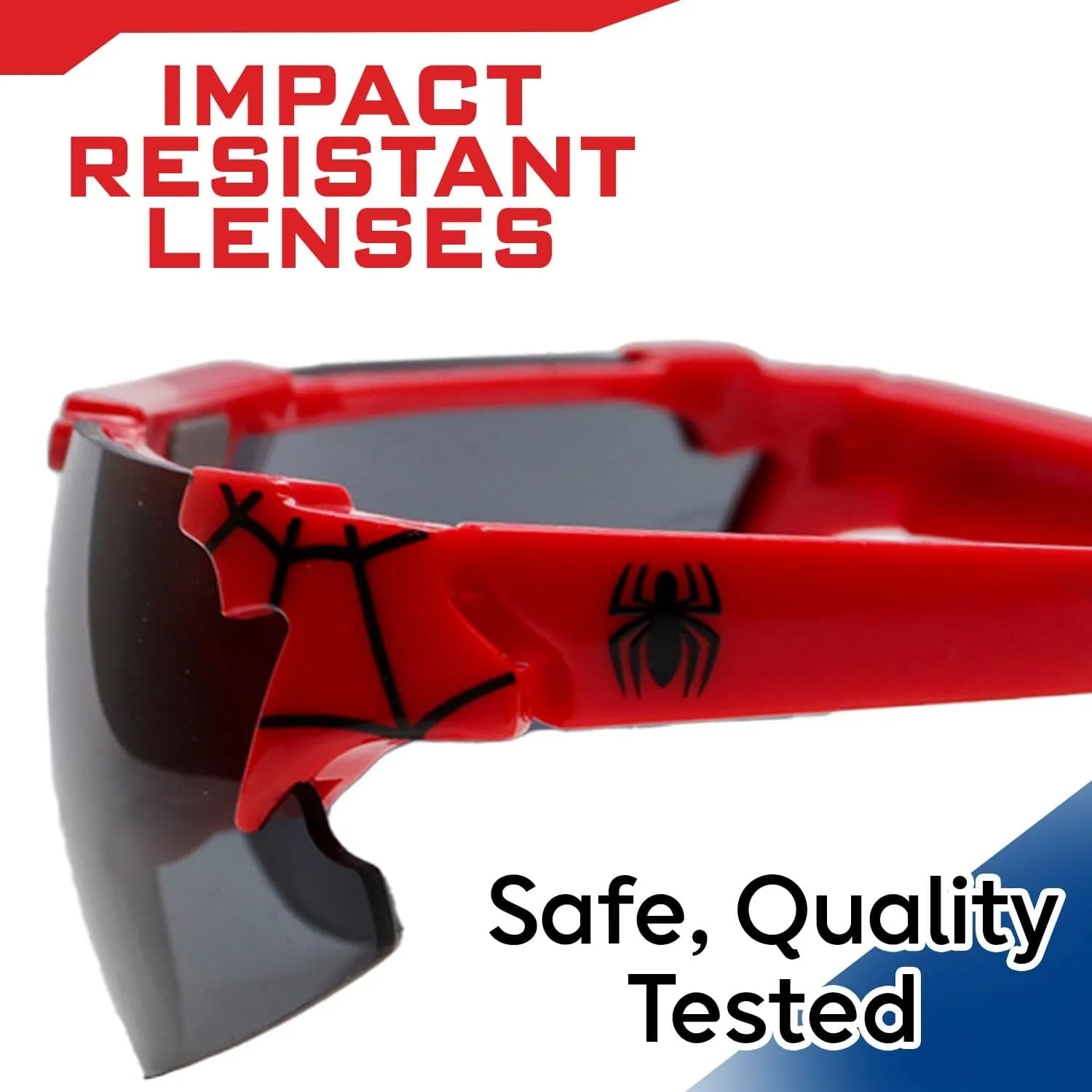 Marvel Spiderman Sunglasses for Kids - Stylish, Comfortable & Durable UV-Protective Spiderman Glasses With Soft Carrying Case