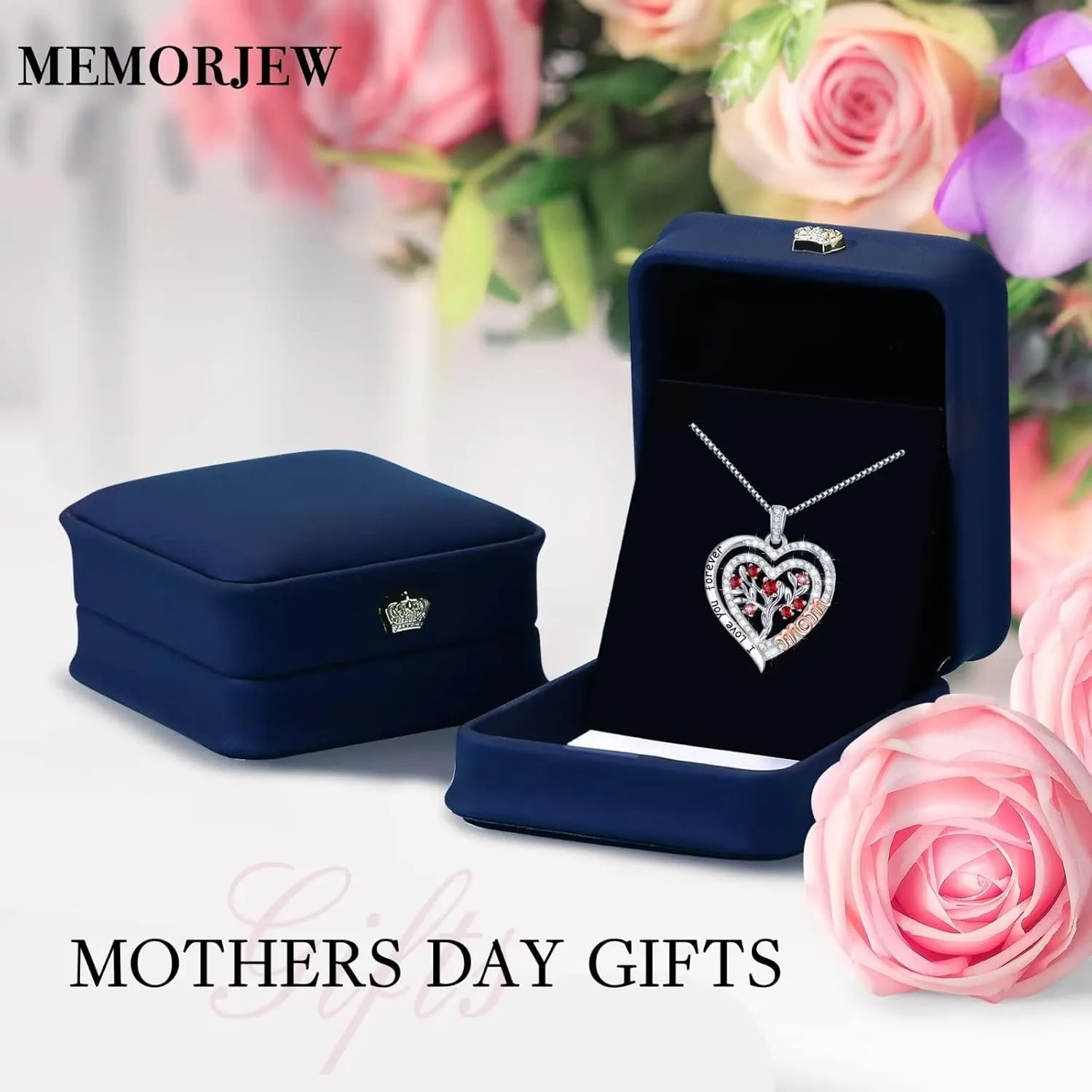 Memorjew Mom Gifts Mom Necklaces - Tree of Life Necklace for Mom, 925 Sterling Silver Birthstone Necklace for Women Mothers Day Birthday Jewelry Gifts for Mom from Daughter Sons