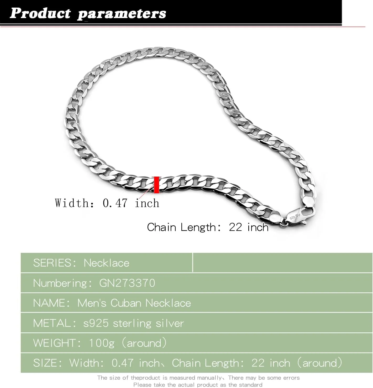 Men Italian 925 Sterling Silver Necklace 10-12MM Solid Diamond-Cut Cuban Link Curb Chain 16 to 30 Inch Fine Jewelry Gifts for Man Women