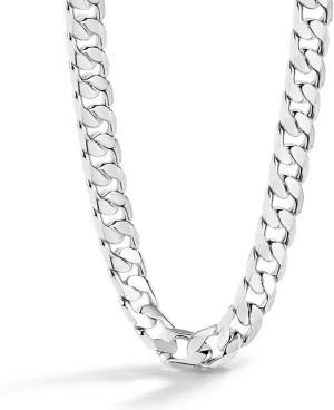 Men Italian 925 Sterling Silver Necklace 10-12MM Solid Diamond-Cut Cuban Link Curb Chain 16 to 30 Inch Fine Jewelry Gifts for Man Women