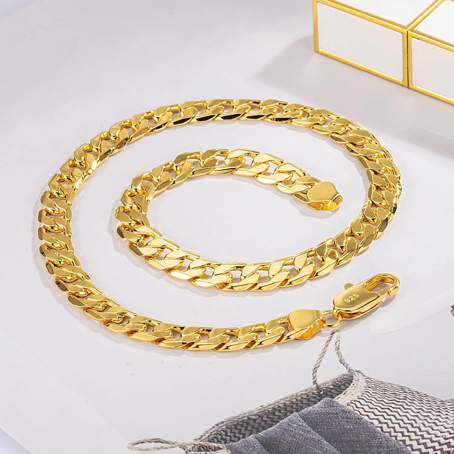 Men Italian 925 Sterling Silver Necklace 10-12MM Solid Diamond-Cut Cuban Link Curb Chain 16 to 30 Inch Fine Jewelry Gifts for Man Women