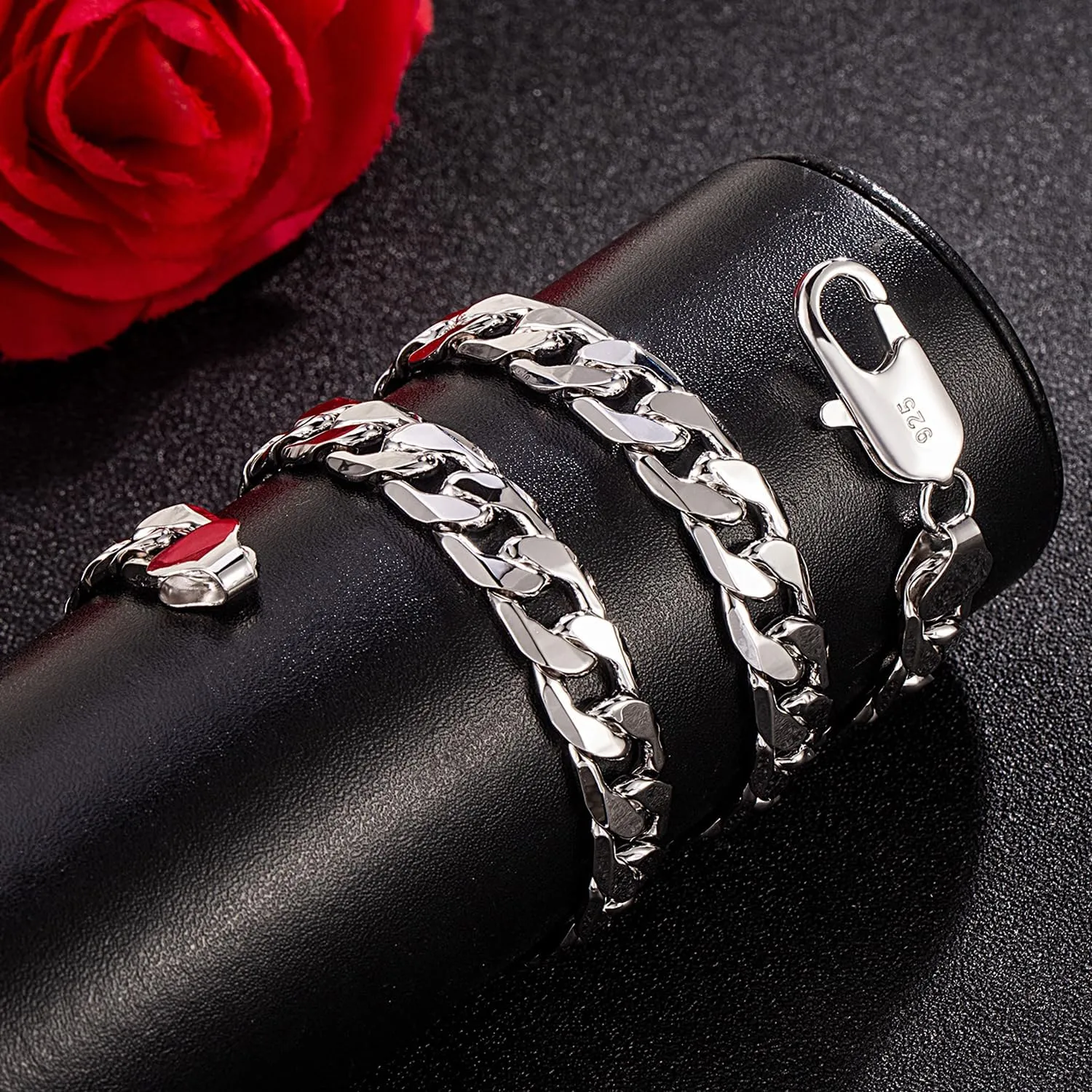 Men Italian 925 Sterling Silver Necklace 10-12MM Solid Diamond-Cut Cuban Link Curb Chain 16 to 30 Inch Fine Jewelry Gifts for Man Women