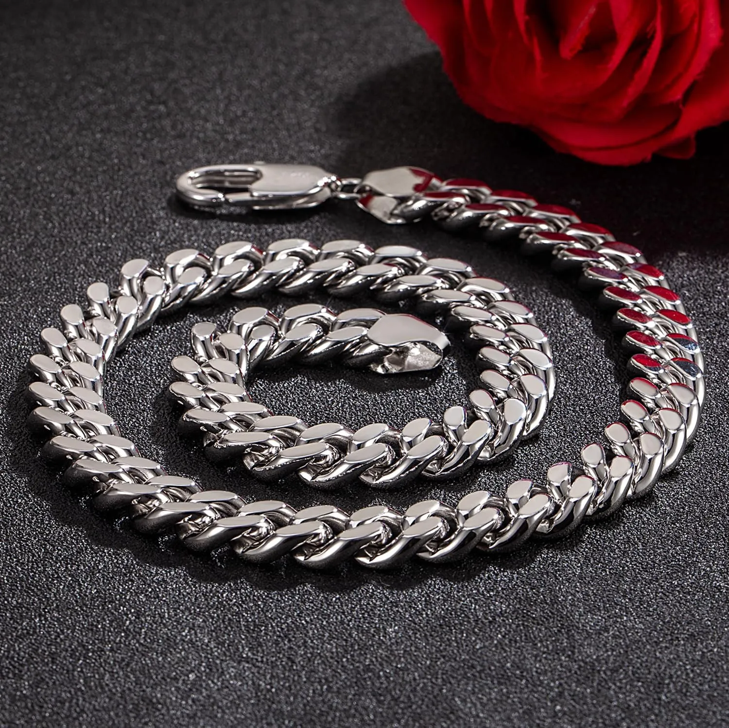 Men Italian 925 Sterling Silver Necklace 8-10-12MM Solid Miami Cuban Link Chain 18 "20" 22 "24" 26" 28 "30 "Man Women Jewelry Gift