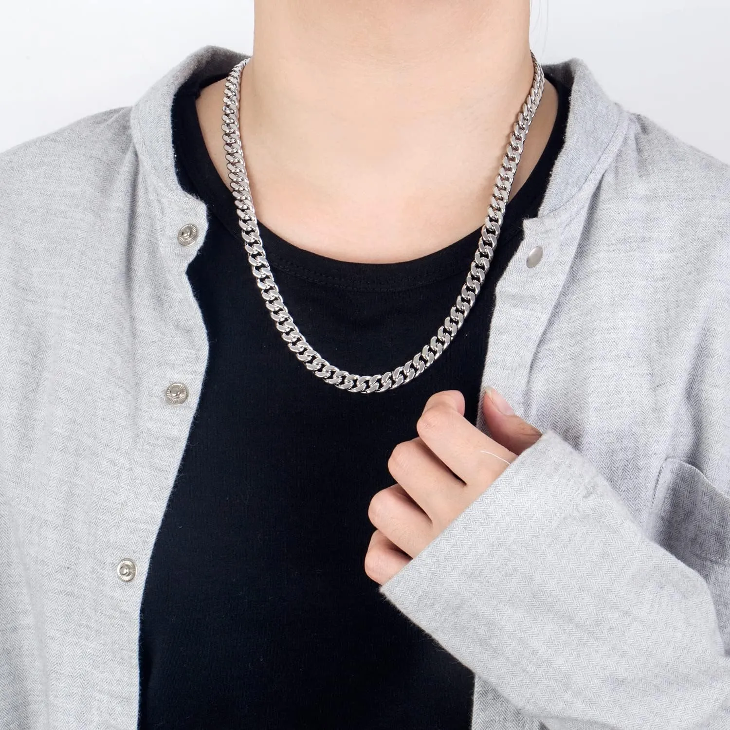 Men Italian 925 Sterling Silver Necklace 8-10-12MM Solid Miami Cuban Link Chain 18 "20" 22 "24" 26" 28 "30 "Man Women Jewelry Gift